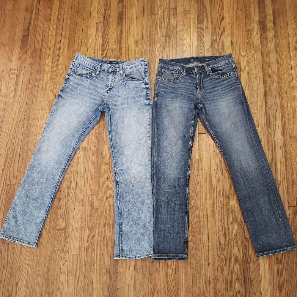 BKE Men’s Straight Jeans - Light Blue and Dark Blue